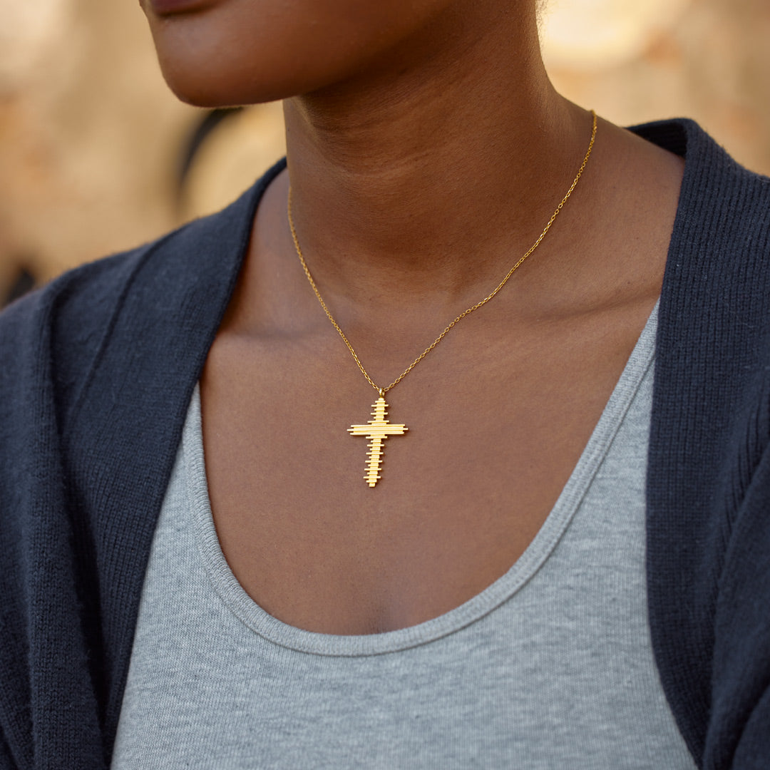 For Daughter Pray Through It Golden Cross Necklace