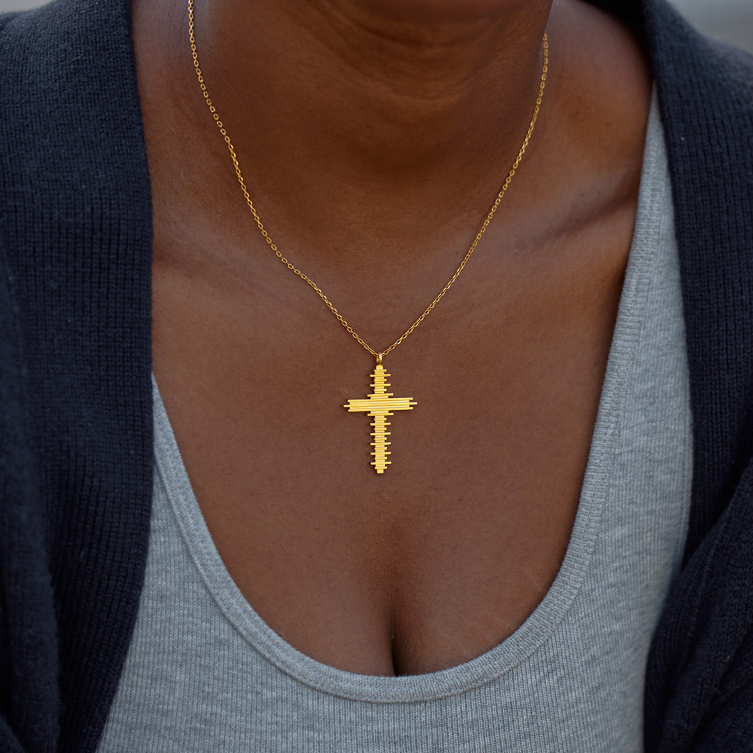 For Daughter Pray Through It Golden Cross Necklace