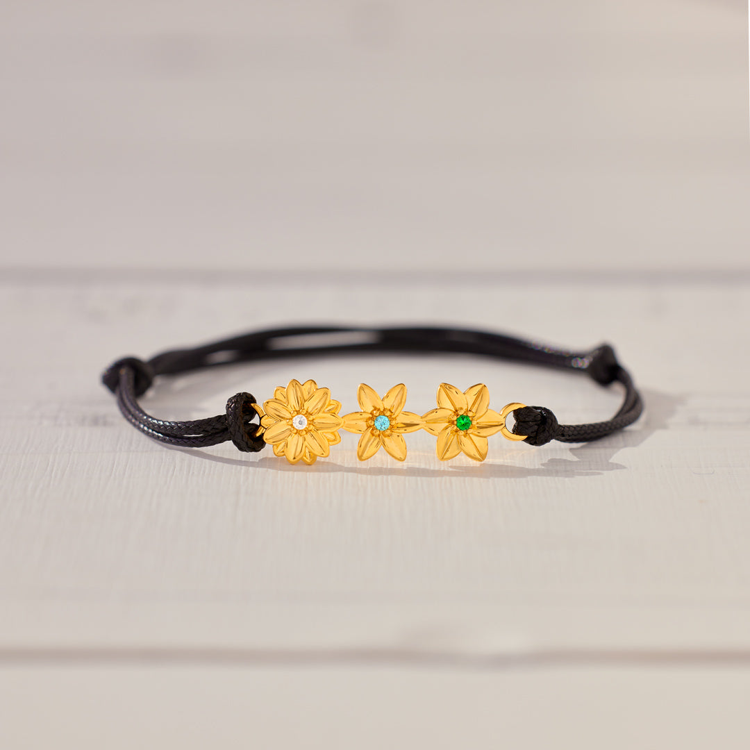 Mama's Valentines 1-8 Three Dimensional Birth Flowers Leather Bracelet