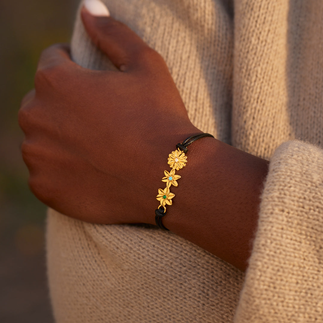 Nana's Valentines 1-8 Three Dimensional Birth Flowers Leather Bracelet
