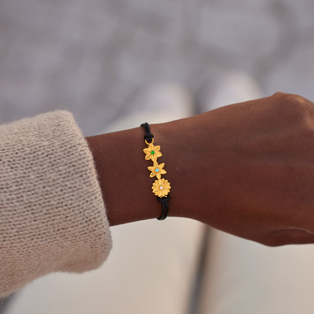 Nana's Valentines 1-8 Three Dimensional Birth Flowers Leather Bracelet