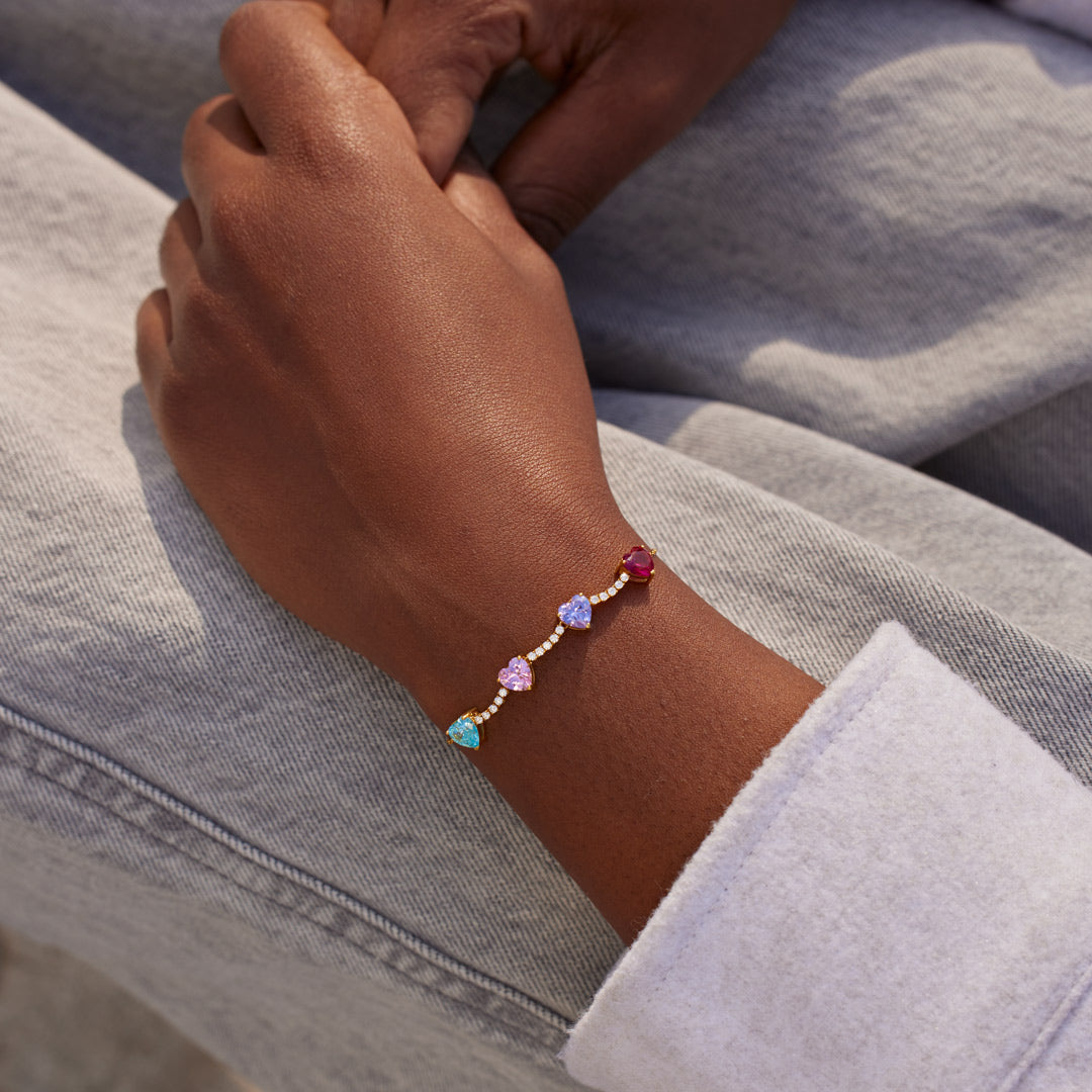 Mama's Valentine 1-6 Heart Birthstone Pavé Bracelet