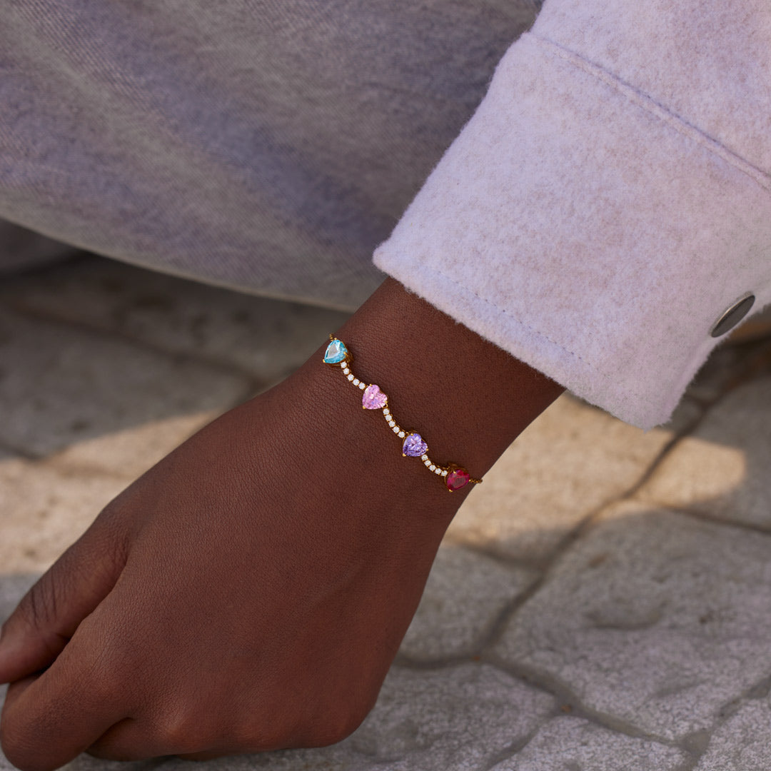 Mama's Valentine 1-6 Heart Birthstone Pavé Bracelet