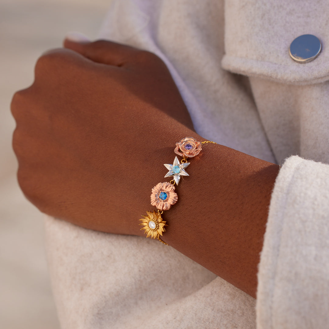 1-8 Sculpture Birth Flowers Bracelet, Xmas Gifts for Mom and Grandma