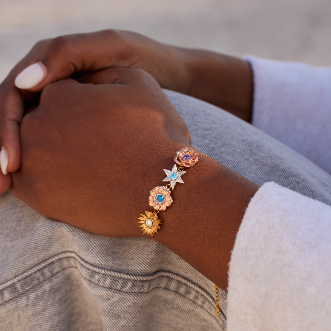 For Sisters 1-8 Brilliant Garden Birth Flowers Bracelet