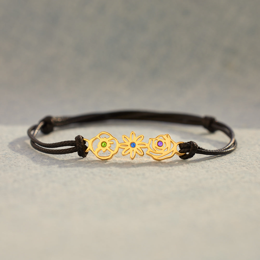 Mama's Valentines 1-8 Birth Flowers Leather Bracelet