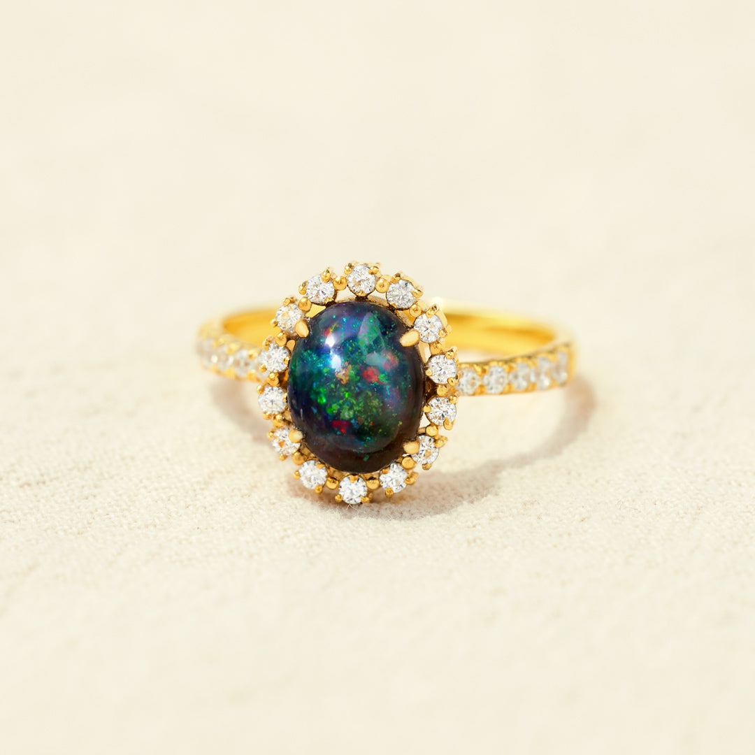 Natural&Authentic Black Opal Ring