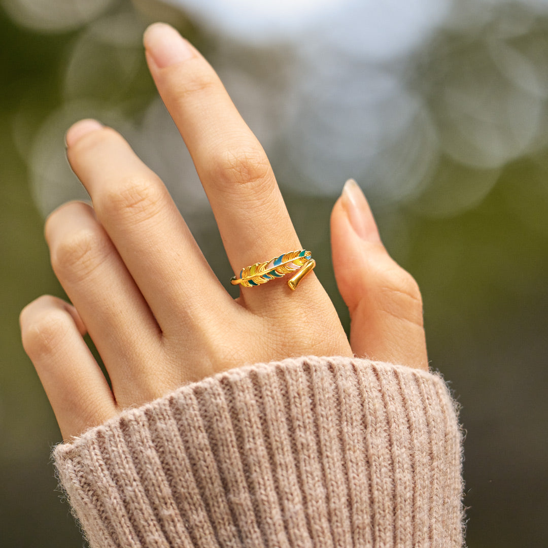 Birds Of A Feather Matching Enamel Feather Ring