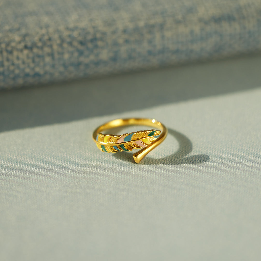 Birds Of A Feather Matching Enamel Feather Ring