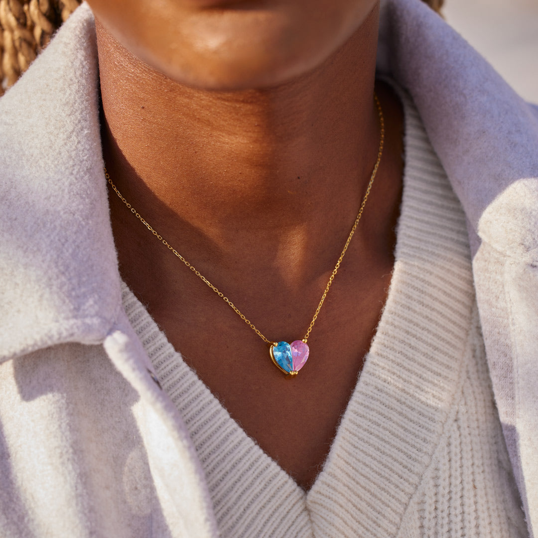 Mother & Daughter Birthstone Heart Necklace
