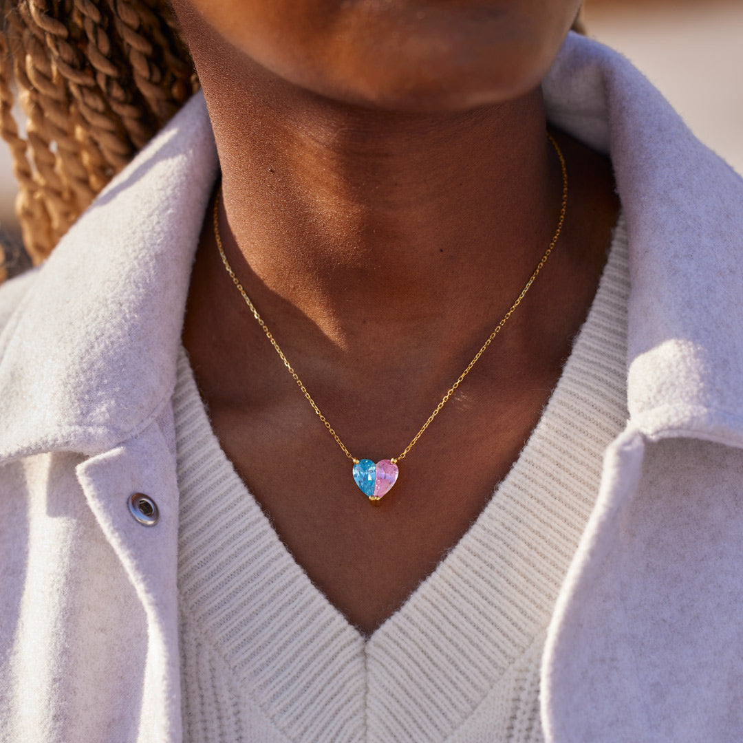 Mother & Daughter Birthstone Heart Necklace