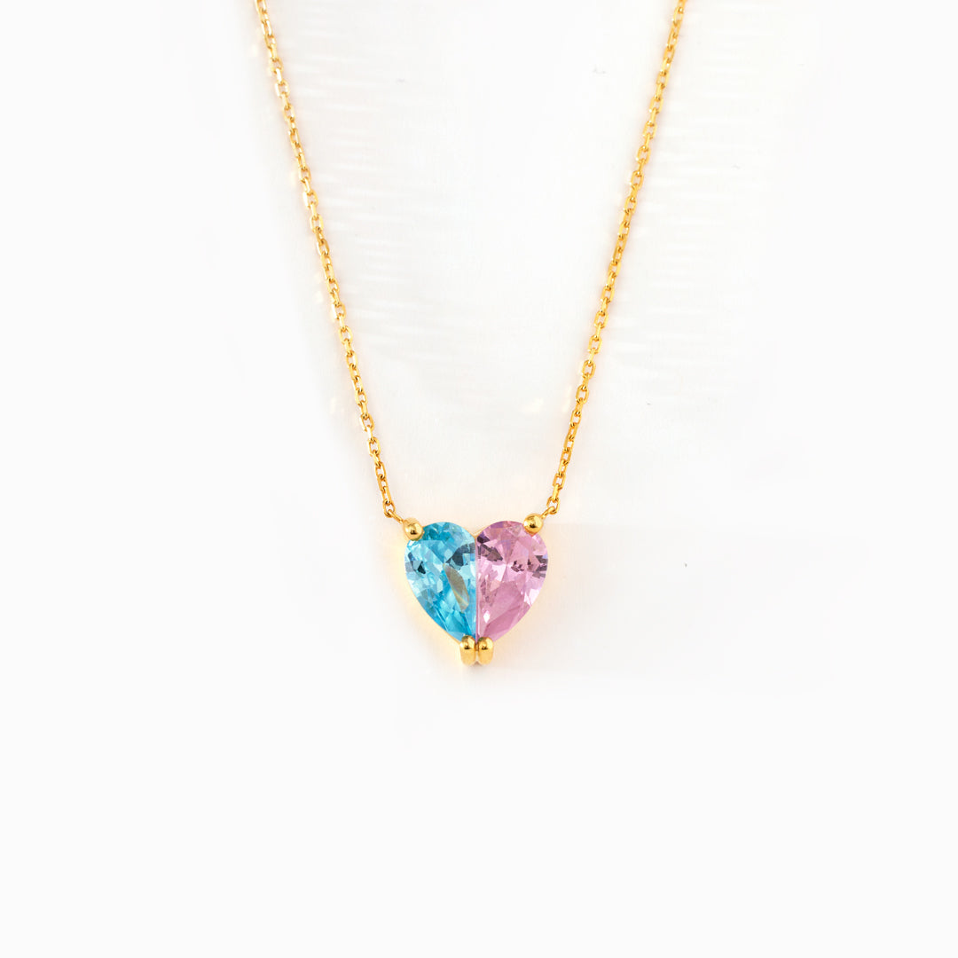 Mother & Daughter Birthstone Heart Necklace