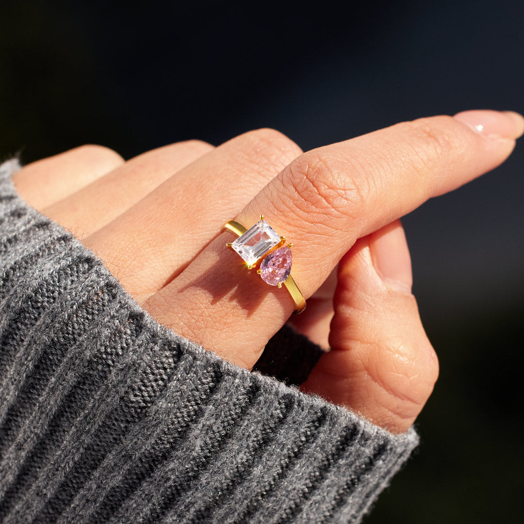 Husband & Wife Two Birthstone Toi et Moi Ring