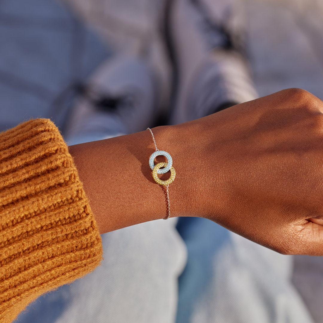Bond Links Us Together Two Circle Birthstone Bracelet
