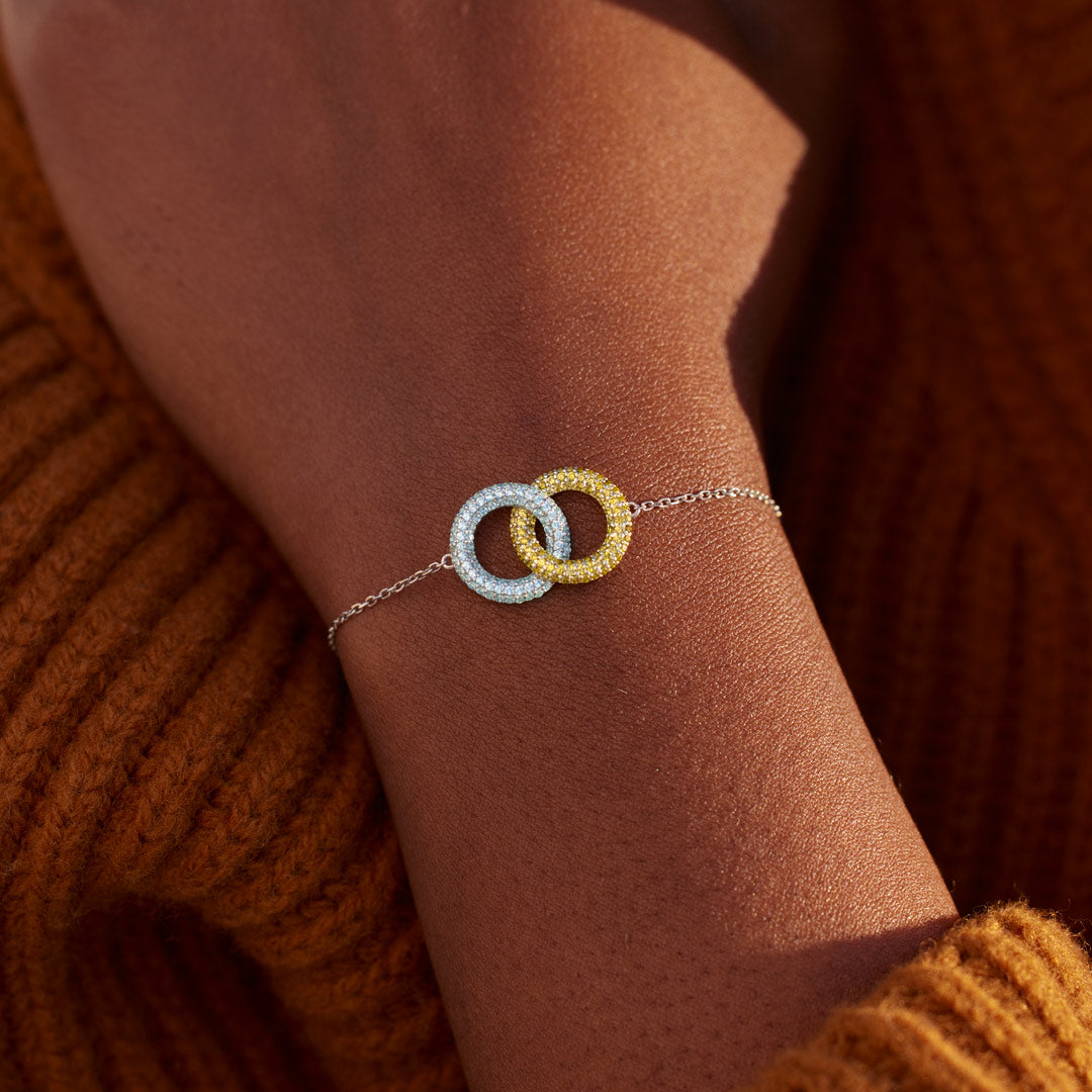 Bond Links Us Together Two Circle Birthstone Bracelet