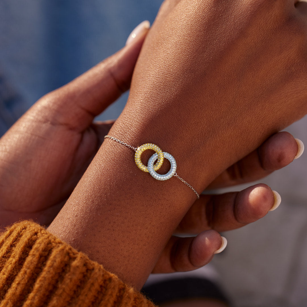 Bond Links Us Together Two Circle Birthstone Bracelet