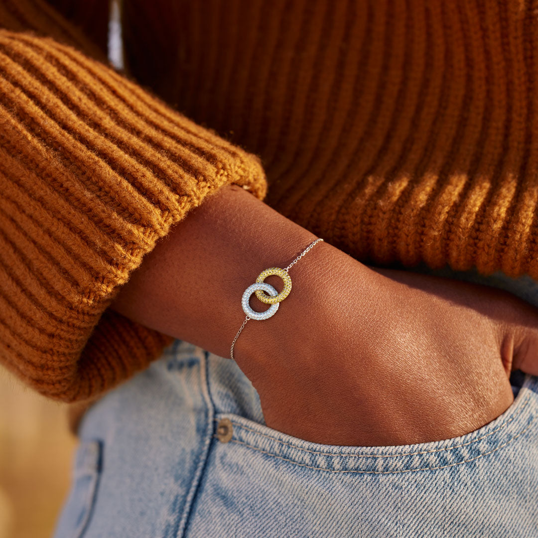 Bond Links Us Together Two Circle Birthstone Bracelet