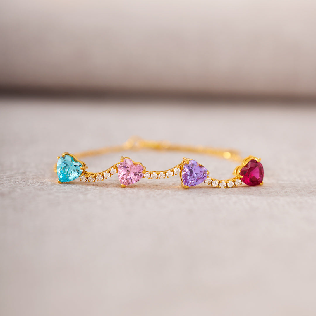 Mama's Valentine 1-6 Heart Birthstone Pavé Bracelet