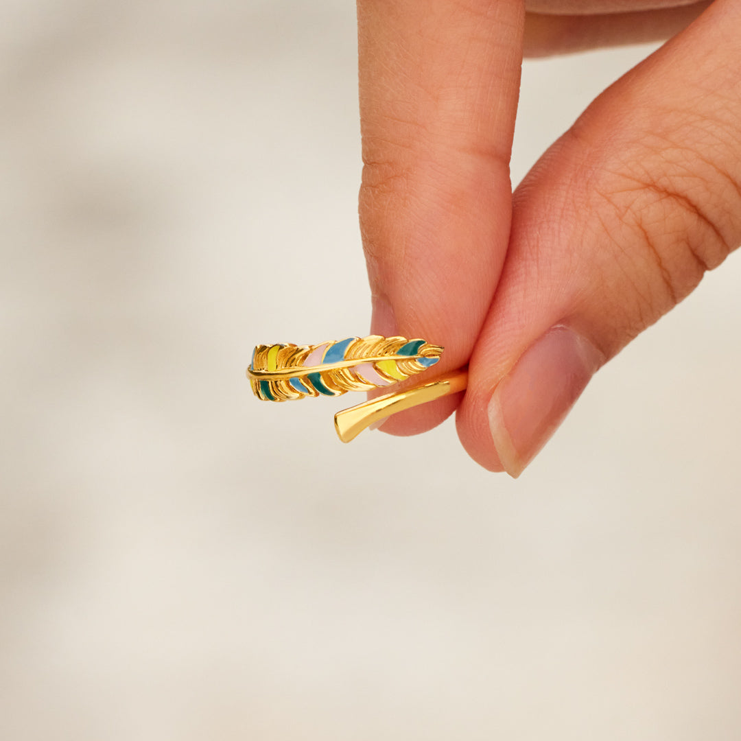 Birds Of A Feather Matching Enamel Feather Ring