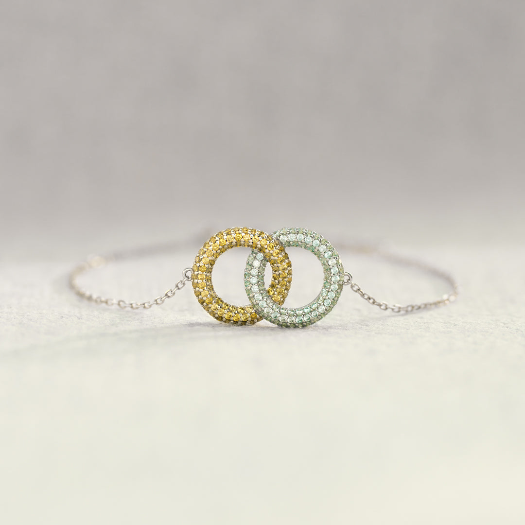 Bond Links Us Together Two Circle Birthstone Bracelet