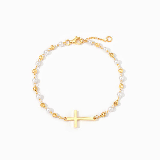 Pray Through the Hardest Days Cross Pearl Bracelet