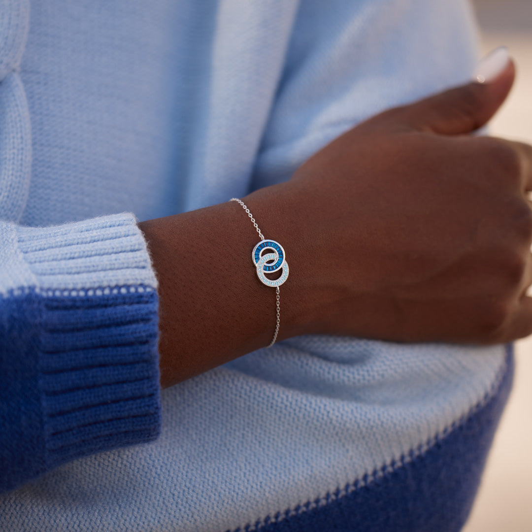 Husband & Wife Silver Gold Chain Linking Circles Bracelet