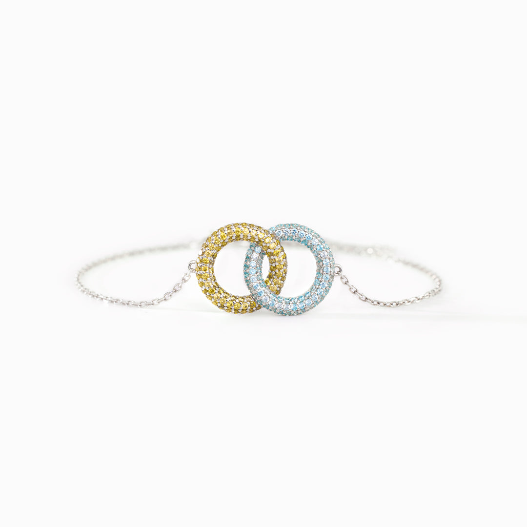 Bond Links Us Together Two Circle Birthstone Bracelet