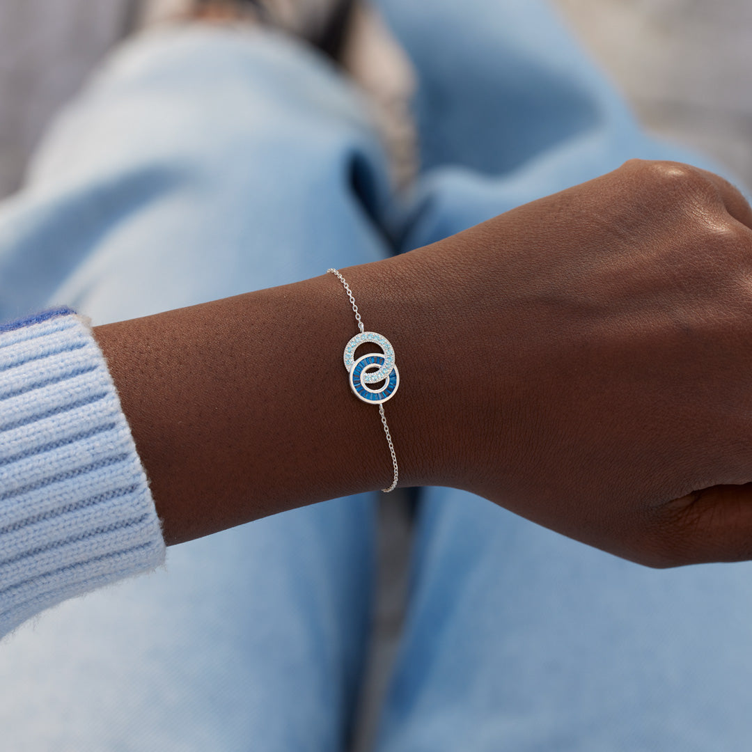 Husband & Wife Silver Gold Chain Linking Circles Bracelet