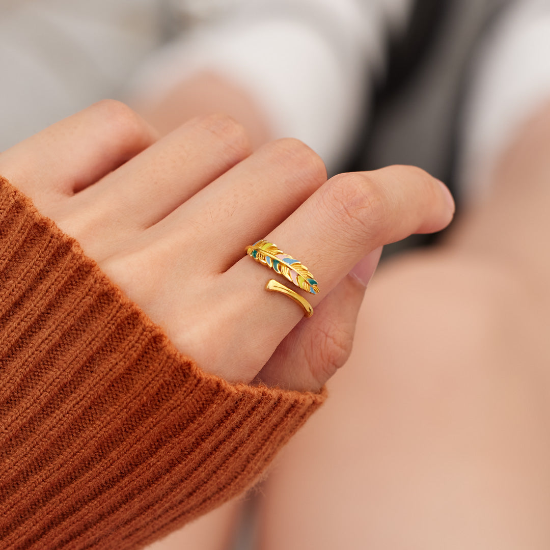 Birds Of A Feather Matching Enamel Feather Ring
