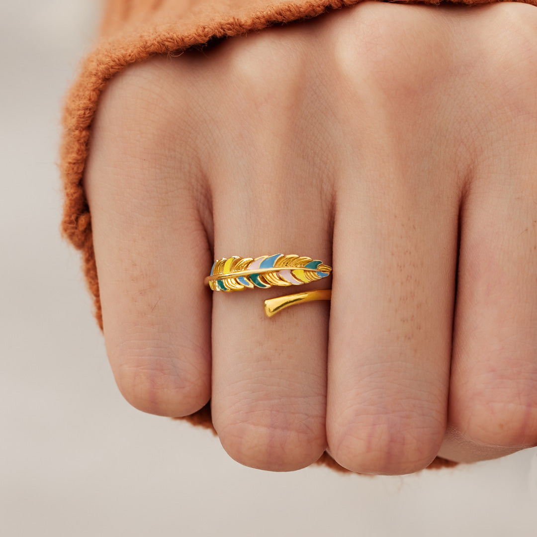 Birds Of A Feather Matching Enamel Feather Ring
