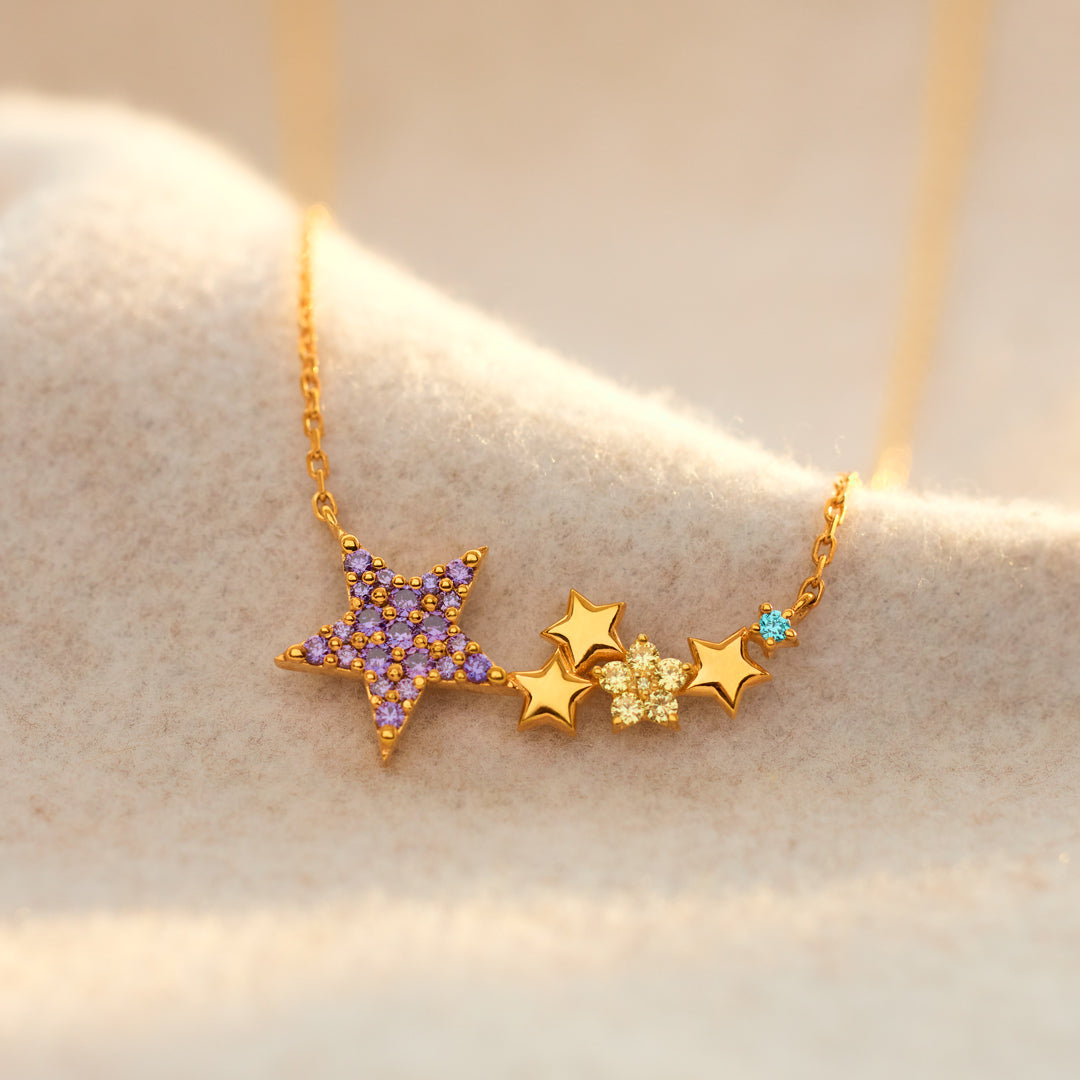 Twinkle Twinkle Little Star 1-8 Star Birthstone Necklace