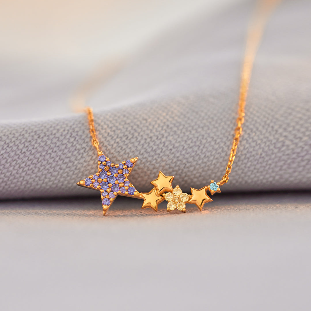 Twinkle Twinkle Little Star 1-8 Star Birthstone Necklace