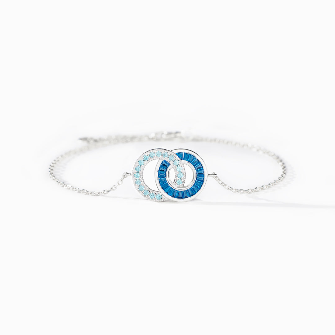 Husband & Wife Silver Gold Chain Linking Circles Bracelet