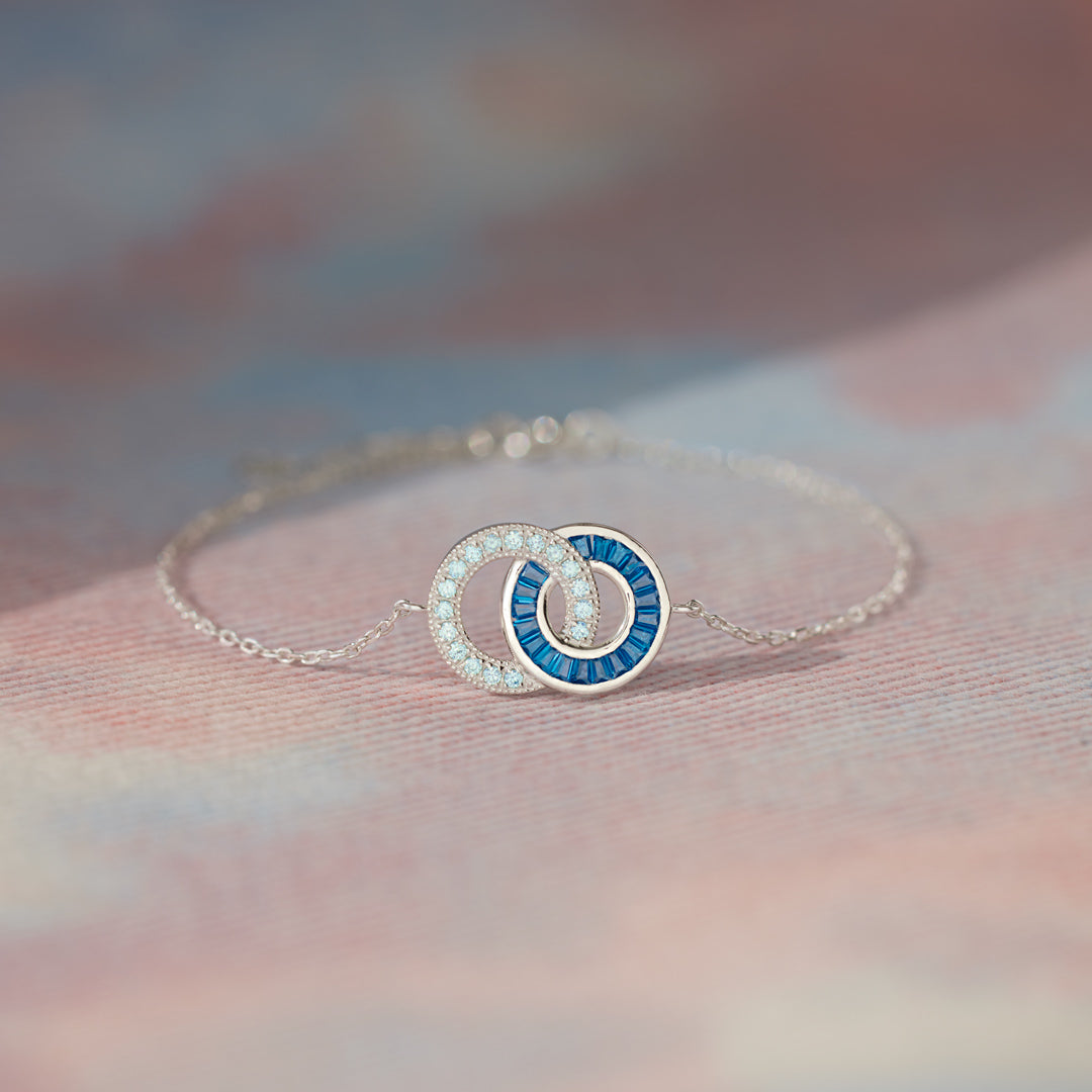 Husband & Wife Silver Gold Chain Linking Circles Bracelet