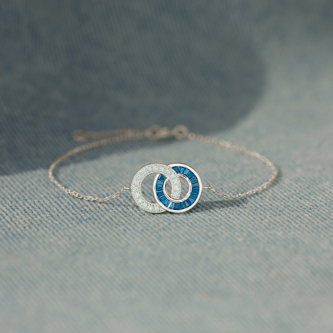 Husband & Wife Silver Gold Chain Linking Circles Bracelet