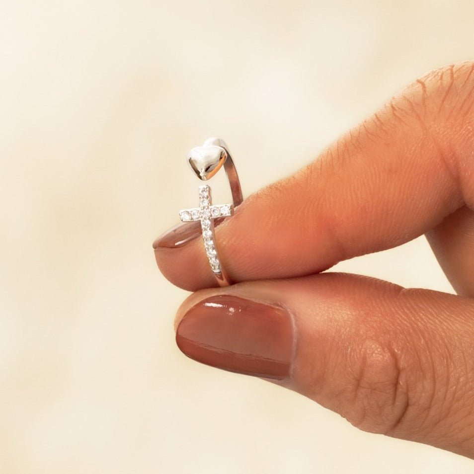 Cross & Heart Ring