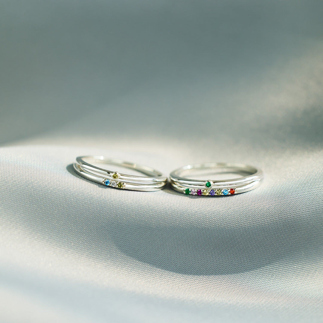 2-9 Birthstones Double Row Ring