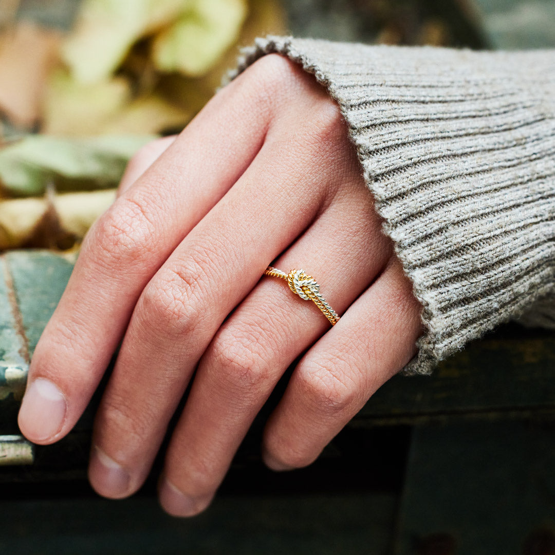 Mama & Daughter Joined Handcrafted Two Strand Knot Ring