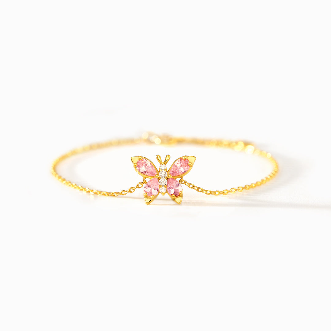 Pink Crystal Butterfly Bracelet