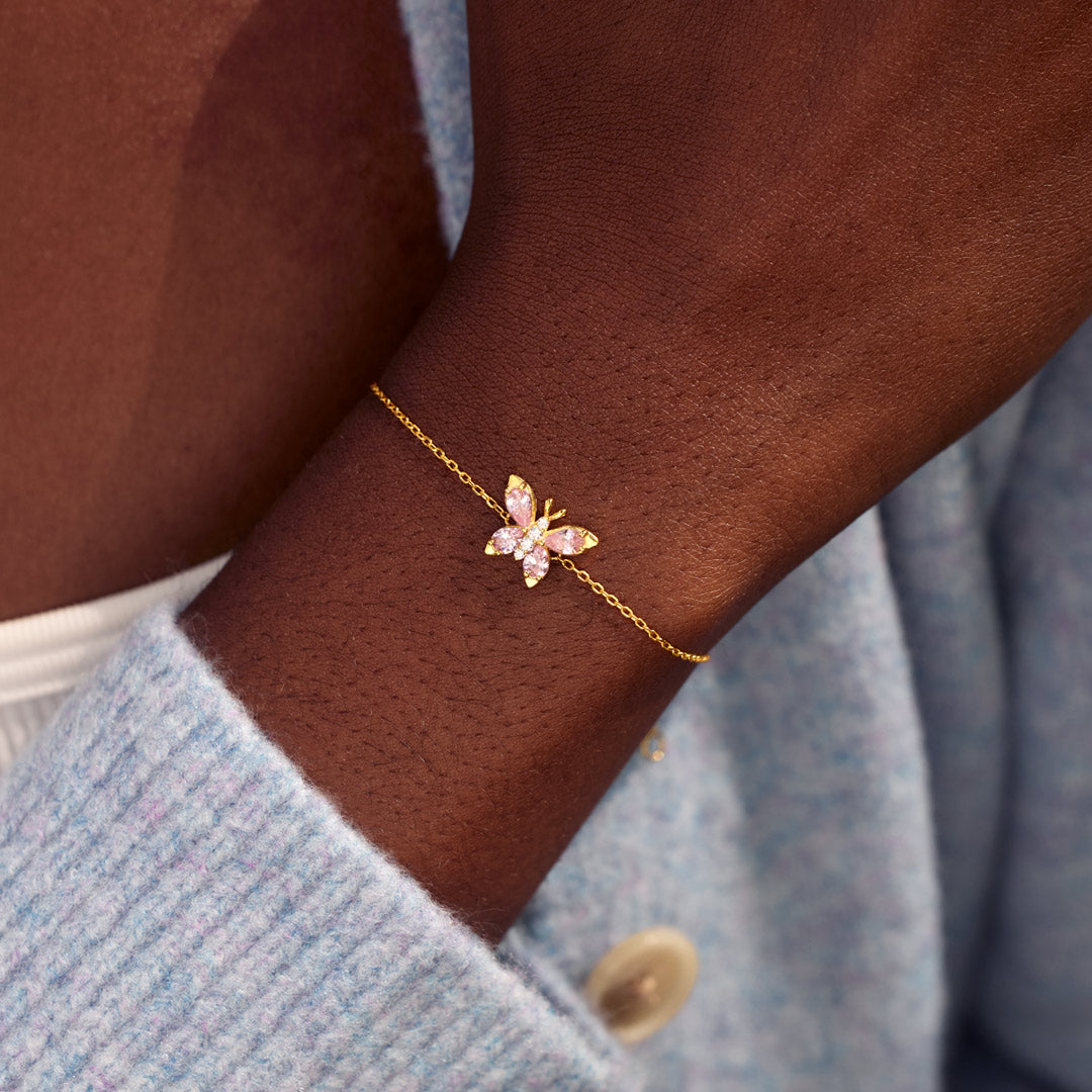 Pink Crystal Butterfly Bracelet
