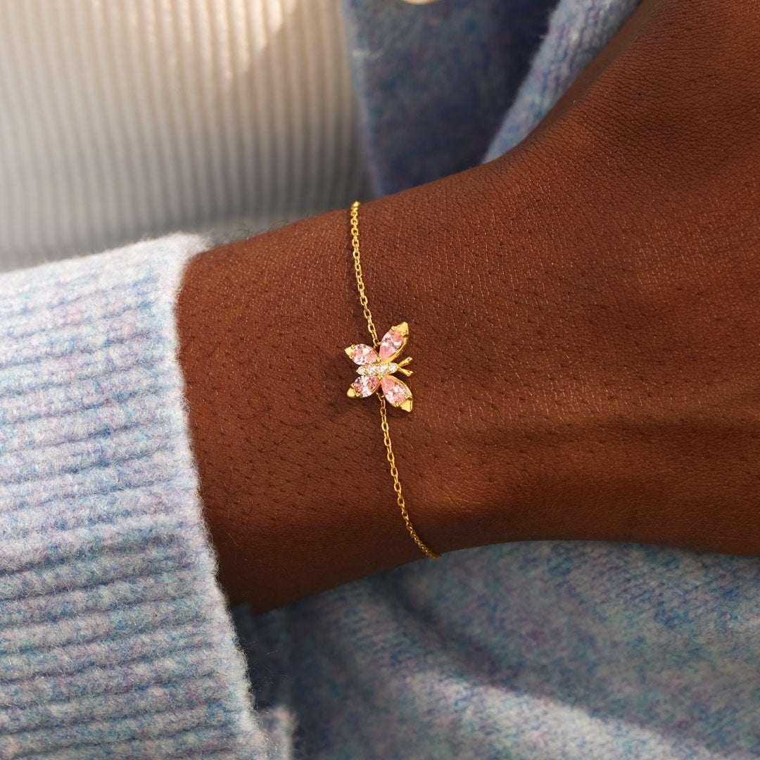Pink Crystal Butterfly Bracelet