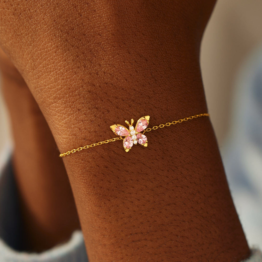 Pink Crystal Butterfly Bracelet