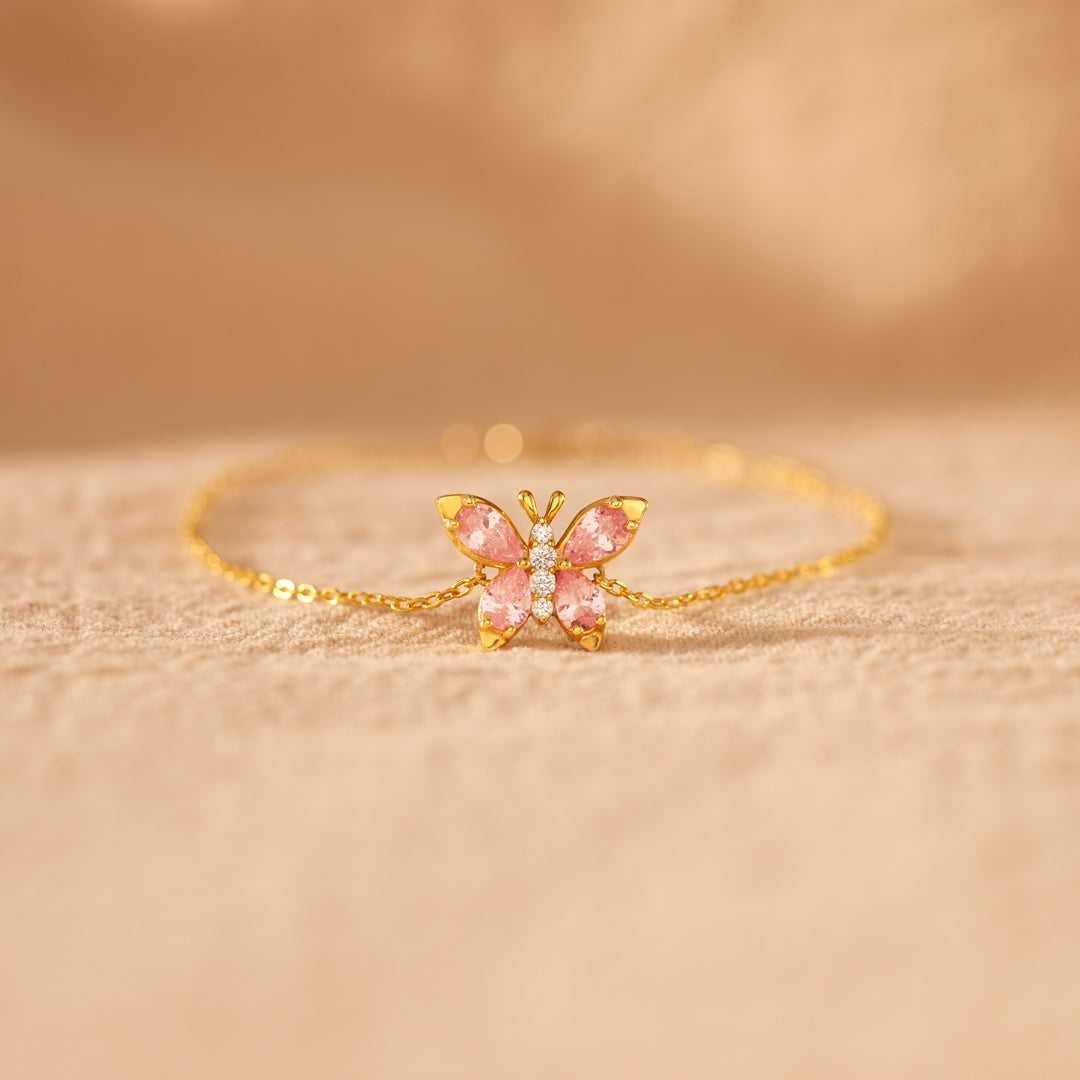 Pink Crystal Butterfly Bracelet