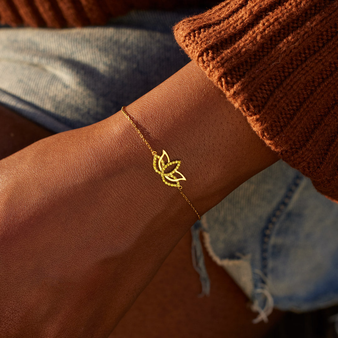 Fck 2024 Yellow Pavé Lotus Bracelet