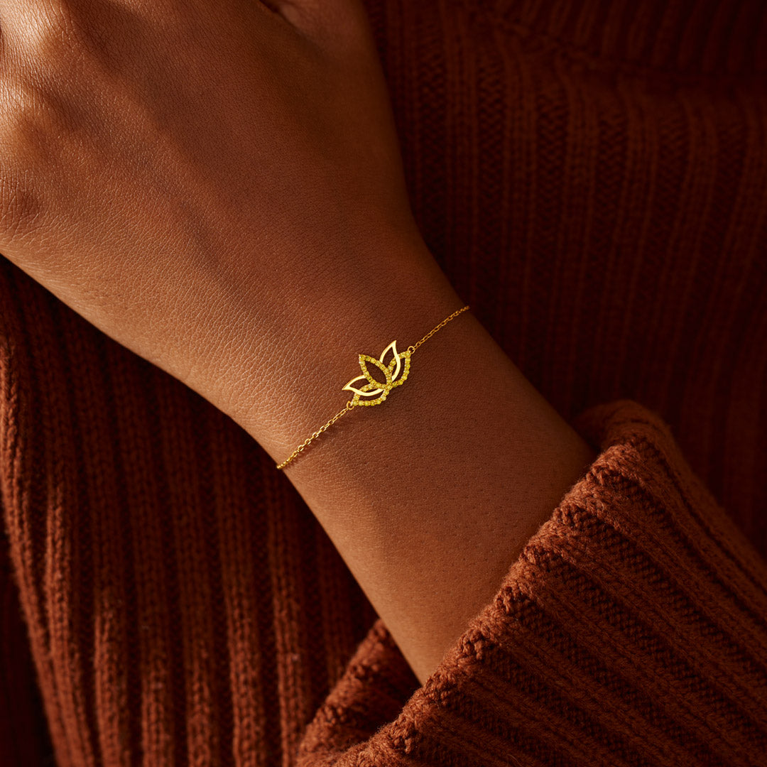 Fck 2024 Yellow Pavé Lotus Bracelet