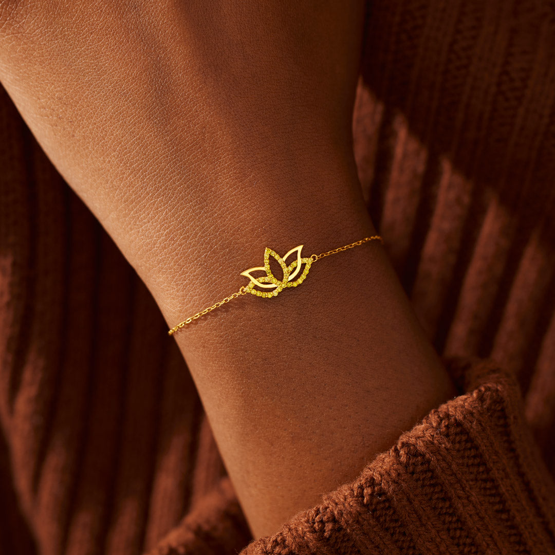 Fck 2024 Yellow Pavé Lotus Bracelet