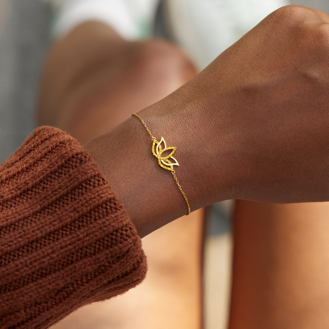 Fck 2024 Yellow Pavé Lotus Bracelet