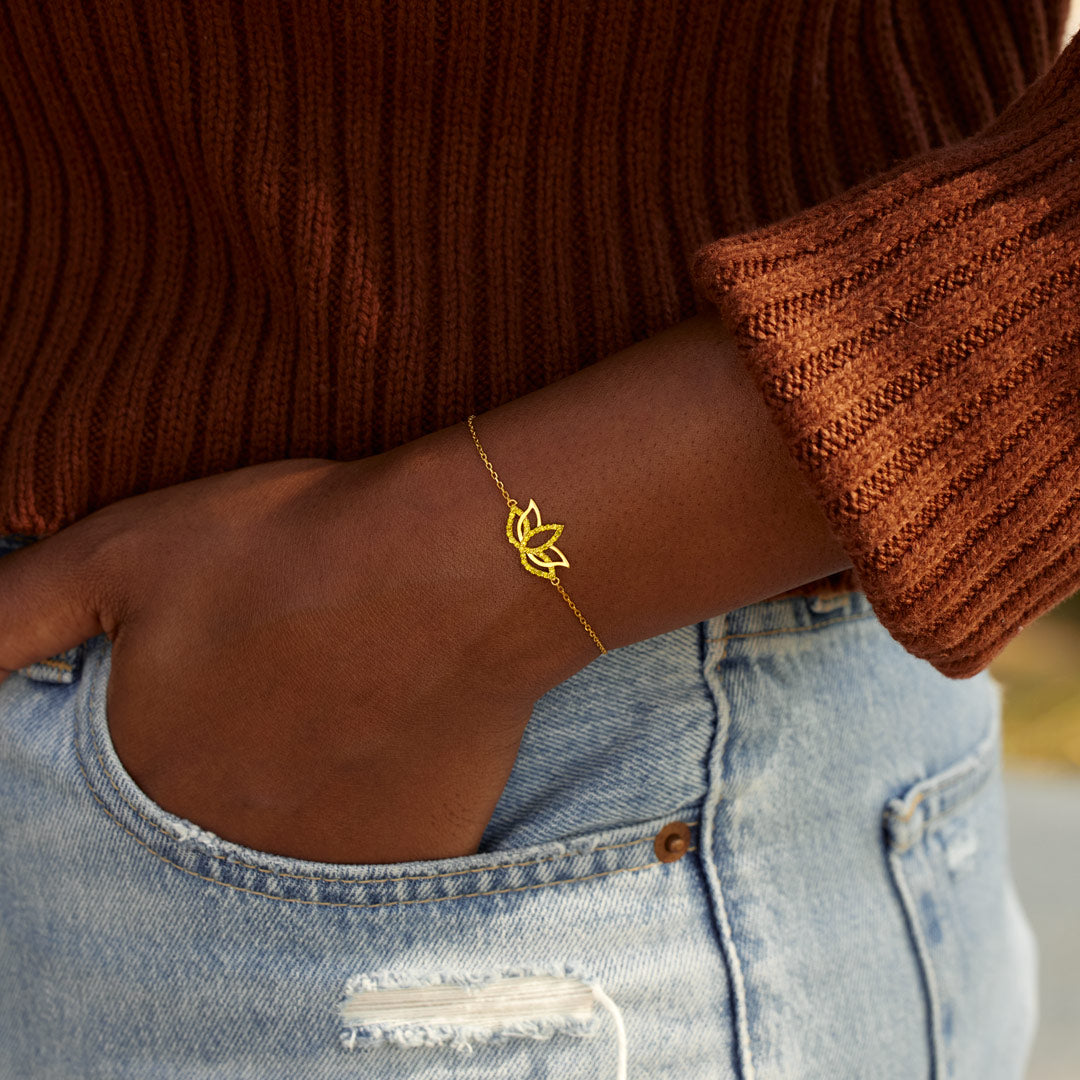 Fck 2024 Yellow Pavé Lotus Bracelet