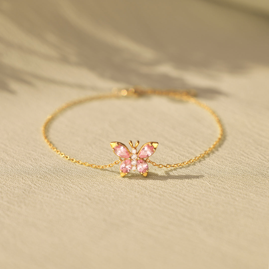 Pink Crystal Butterfly Bracelet
