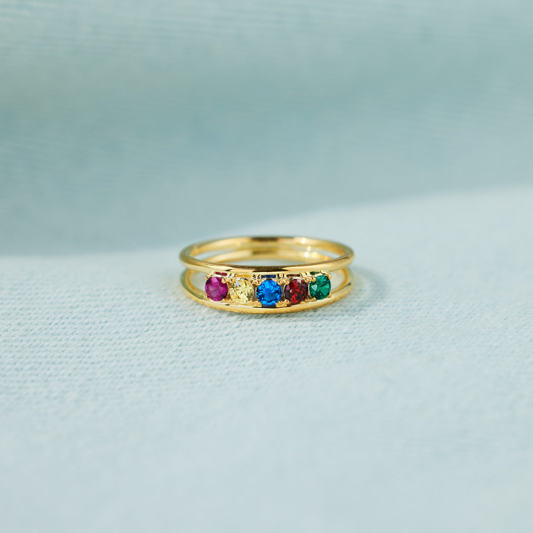 Grandma And 1-8 Grandkids Birthstones Blossom Ring